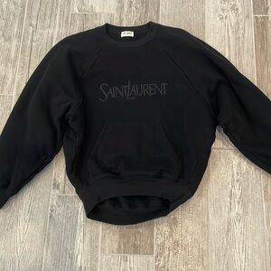 Saint Laurent Women's Glitter-Logo Cropped Sweatshirt